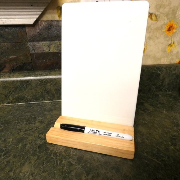 Desktop Whiteboard With Wood Stand, 6" x 9" Ceramic Dry Erase Message Memo Board - Picture 3 of 5